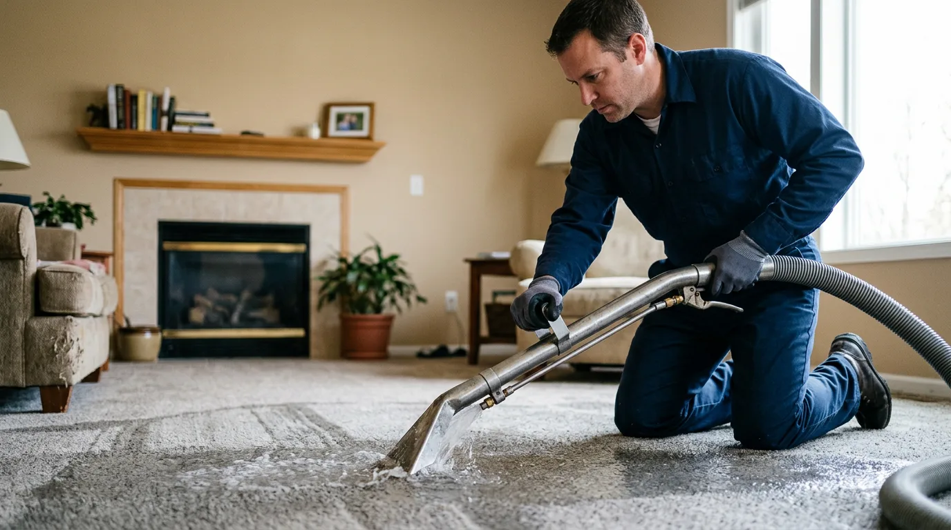 Water damage restoration technician working near Sturgis, KY